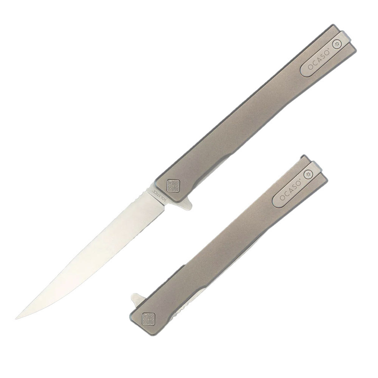 Ocaso Knives The Solstice - 10CTS Straight Blade with Titanium + Satin