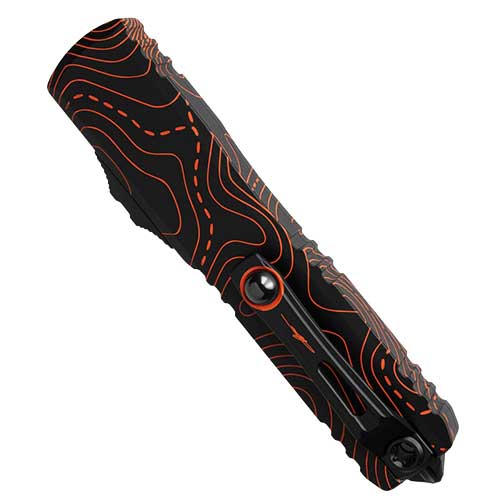 Microtech Ultratech T/E Gen IV Topographic Black/Orange 11234-1TPBKORCS