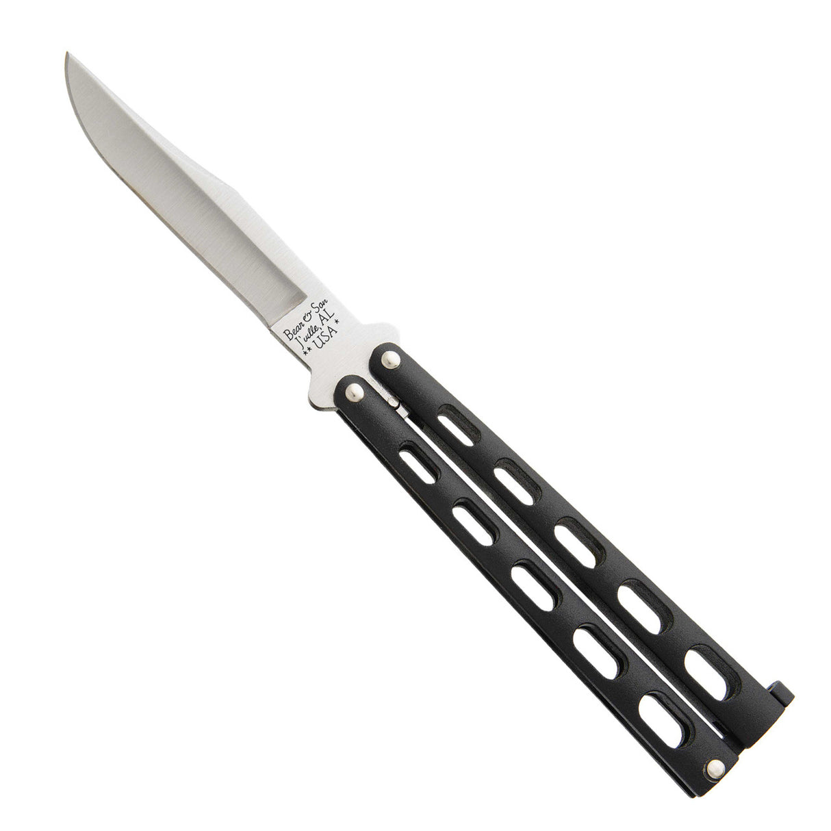 Bear & Son Cutlery 5" Black Butterfly Knife 114B
