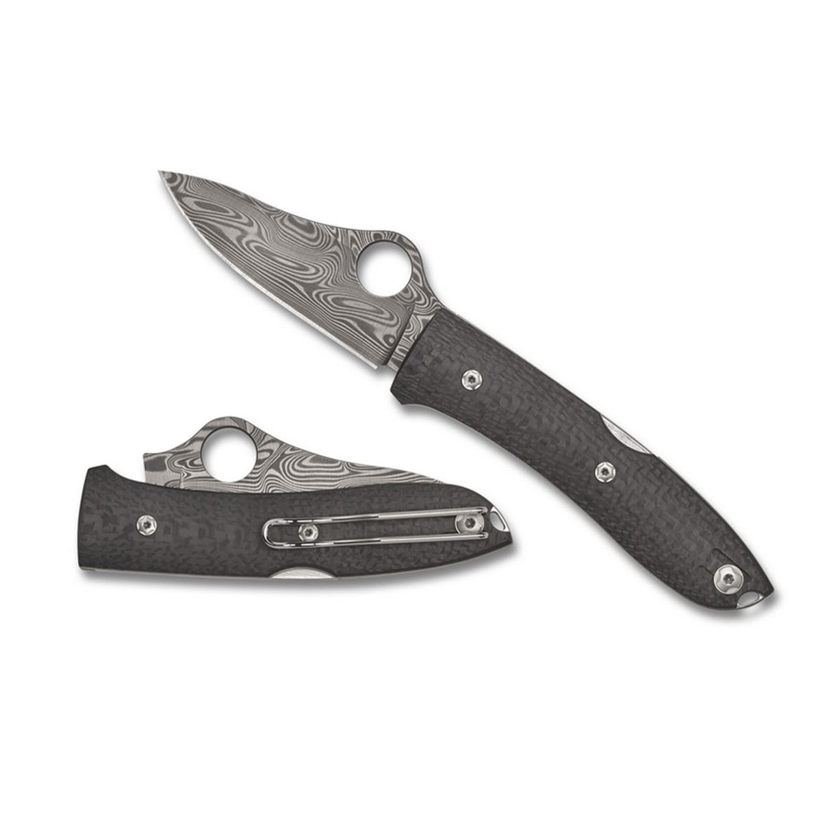 Spyderco C255CFPD SpyOpera Carbon Fiber Thor Damascus Sprint Run