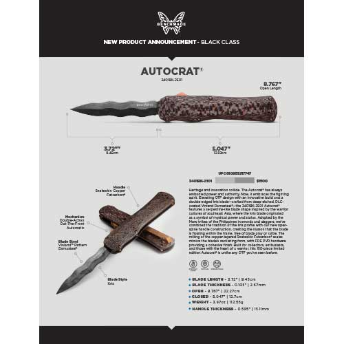 Benchmade Kris Autocrat Limited Edition 3401BK-2501 Automatic Knife