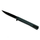 Ocaso Knives BSAAGDB Solstice - Black Straight Blade with Antique Green Titanium Handle