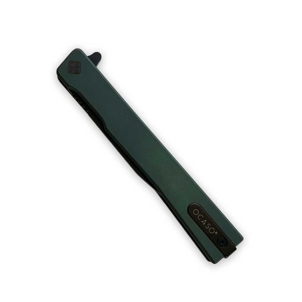 Ocaso Knives BSAAGWB Solstice - Wharncliffe Black Blade & Antique Green Titanium Handle