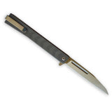 Ocaso Knives BSAEBWS Solstice - Satin Wharncliffe Blade with Engraved Blasted Titanium Handle