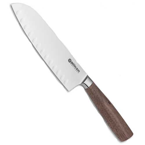 Boker Core 6.5" Santoku Fluted/Hollow Edge Kitchen Knife Walnut Wood 130735