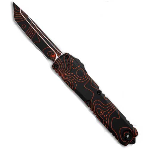 Microtech Ultratech T/E Gen IV Topographic Black/Orange 11234-1TPBKORCS