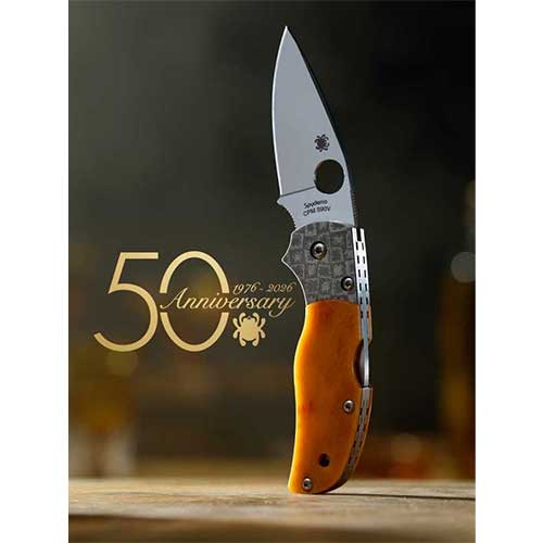 Spyderco C41BA50TH Native 5 50th Anniversary Amber Bone Sprint Run